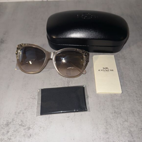 COACH 0HC8244 56mm Sunglasses Champagne/Silver /Gradient Flash - Picture 2 of 11